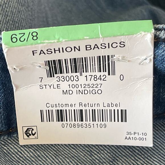 INC SZ 8/29 Cuffed Jeans Distressed Patches High-Rise Pockets Medium Wash Blue - Picture 9 of 11